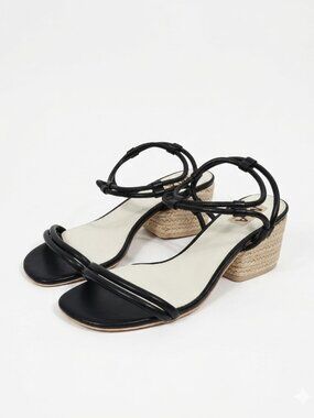NWOT MIA Ione Strappy Espadrille Block Heels Sandals Black 8.5
